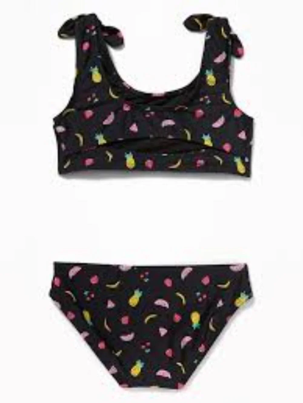 Old Navy Black Bikini Set with Fruit Detail Printed Tie-Shoulder Bikini sz Y XL